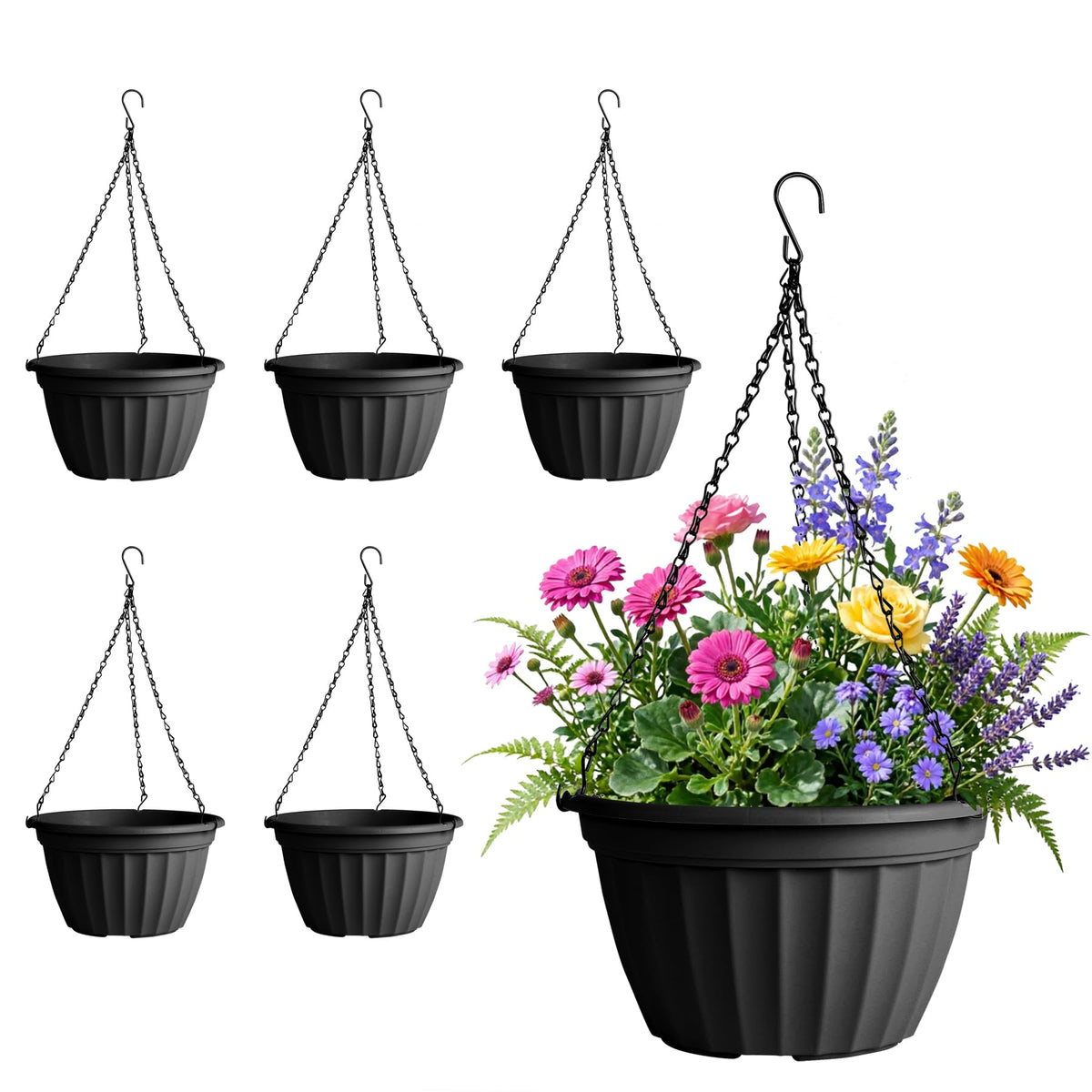 FGstyle 6-pack hanging planters in 8-inch size for indoor or outdoor decor.
