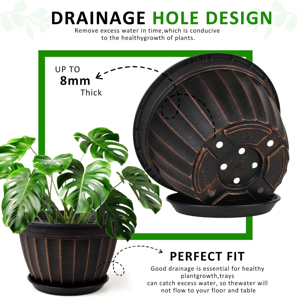 FGstyle black plastic planter suitable for indoor and outdoor use.