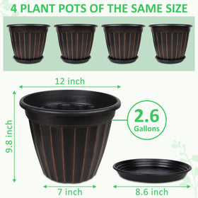 FGstyle collection of four black planters ideal for balcony grouping.