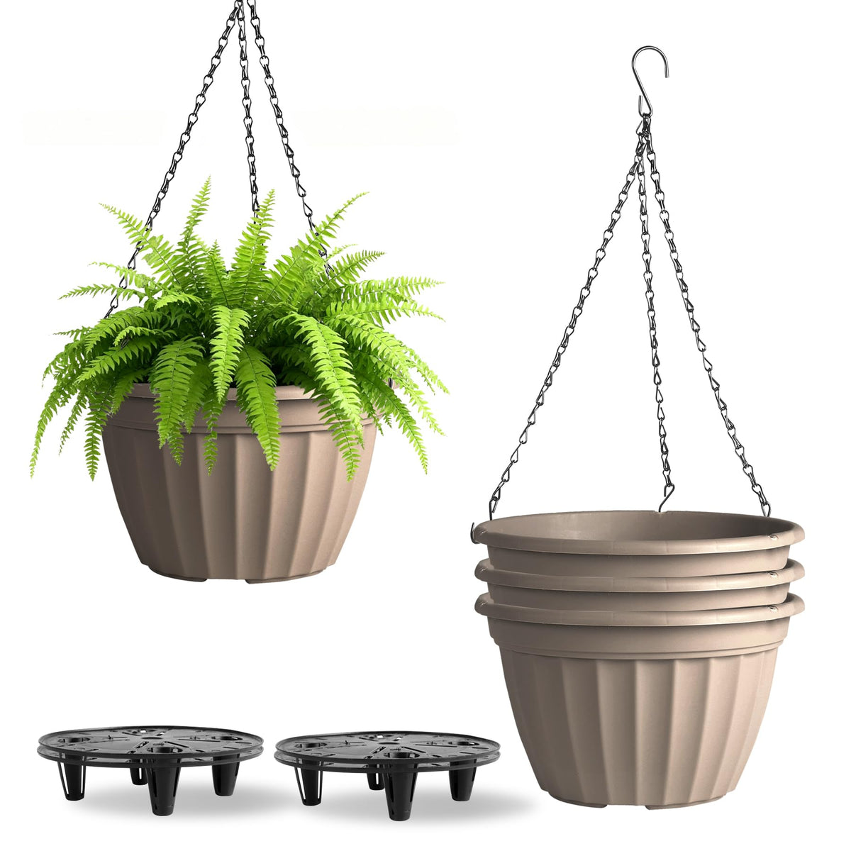 FGstyle hanging planter 10inch beige set for versatile indoor and outdoor decor