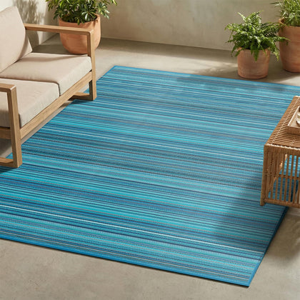 FH Home Outdoor Camping Rug Havana Turquoise foldable for easy RV storage.