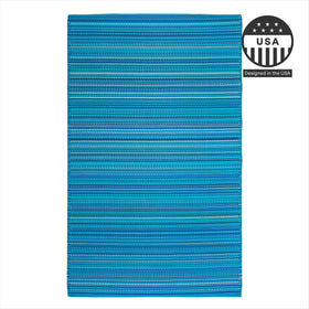 FH Home Havana Turquoise rug close-up shows waterproof weave for moisture resistance.