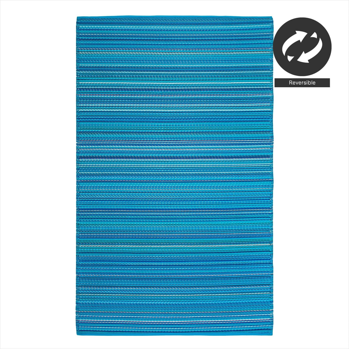 FH Home Striped Havana Turquoise rug provides vibrant pattern for porch or deck