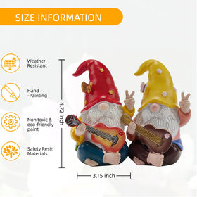FHNQRQN gnomes with instruments create a charming focal point outdoors