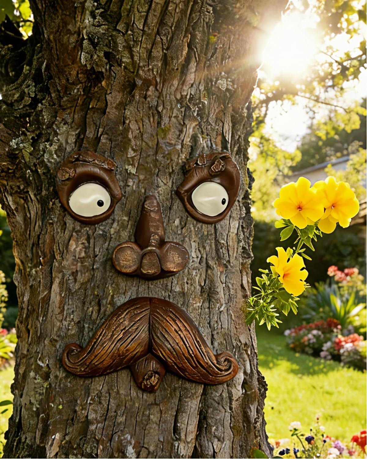 FHNQRQN tree faces decor outdoor on a branch adds whimsical garden charm.