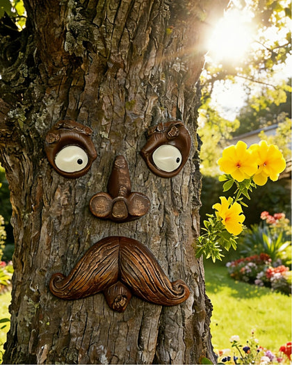 FHNQRQN tree faces decor outdoor on a branch adds whimsical garden charm.