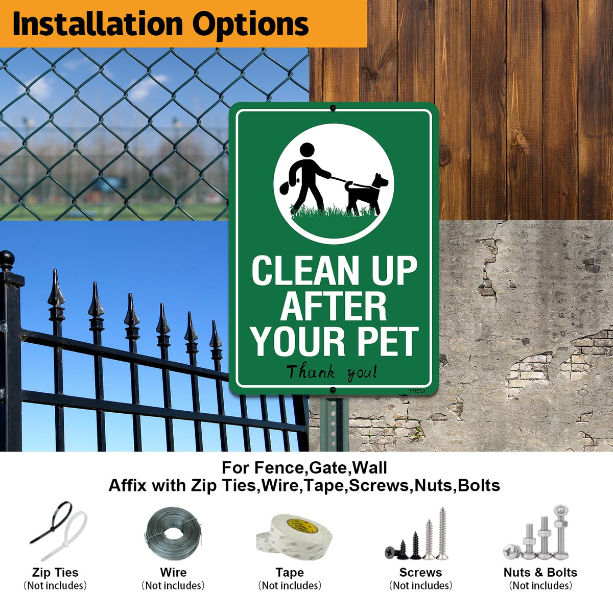 FHEGI 10x7 inch aluminum sign installed outdoors for clear visibility.