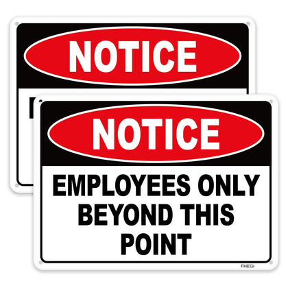 FHEGI Employees Only sign 10x7 aluminum front view, durable for outdoor use.