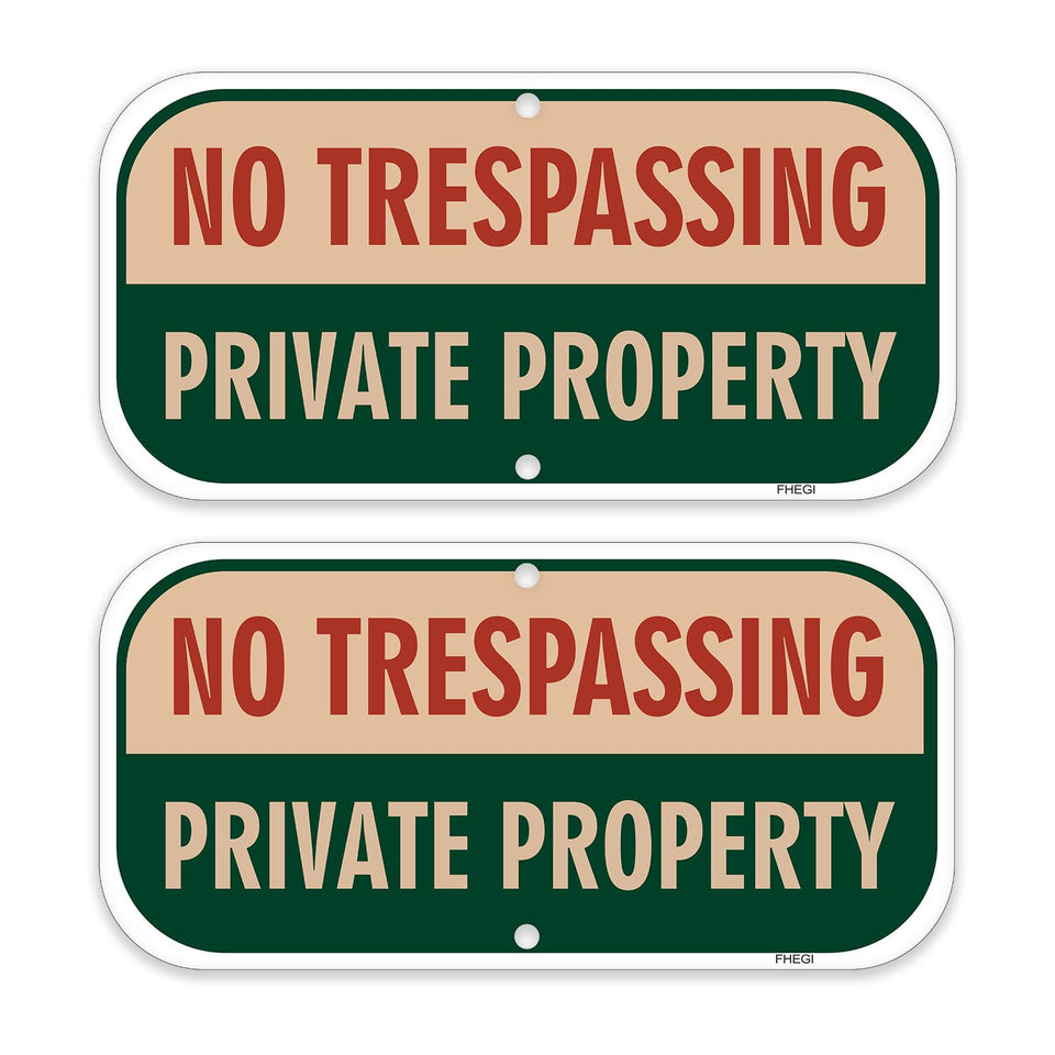FHEGI No Trespassing sign 12x6 aluminum for clear outdoor visibility.