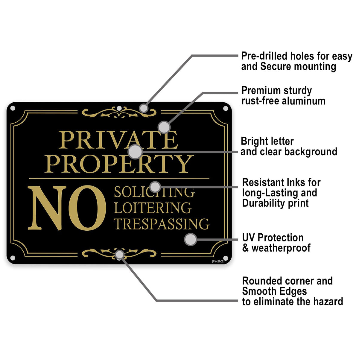 FHEGI no trespassing sign alerts visitors and protects entry points.
