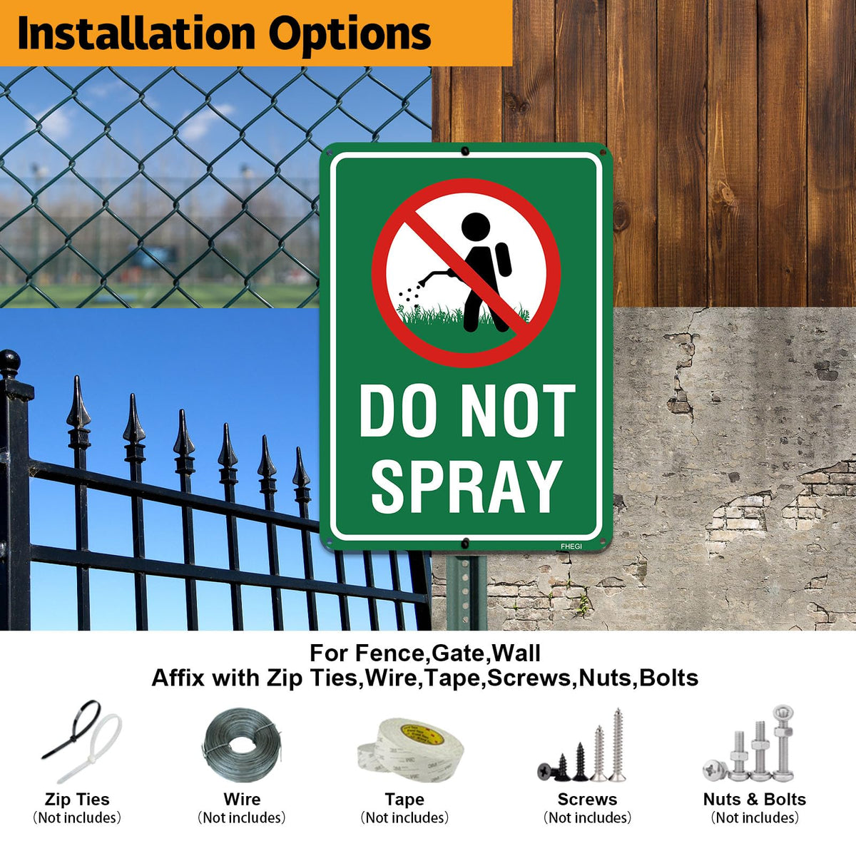 FHEGI pre-drilled holes enable quick mounting on posts, walls, or fences.