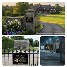 FHEGI pre-drilled holes sign enables quick mounting on posts or gates.