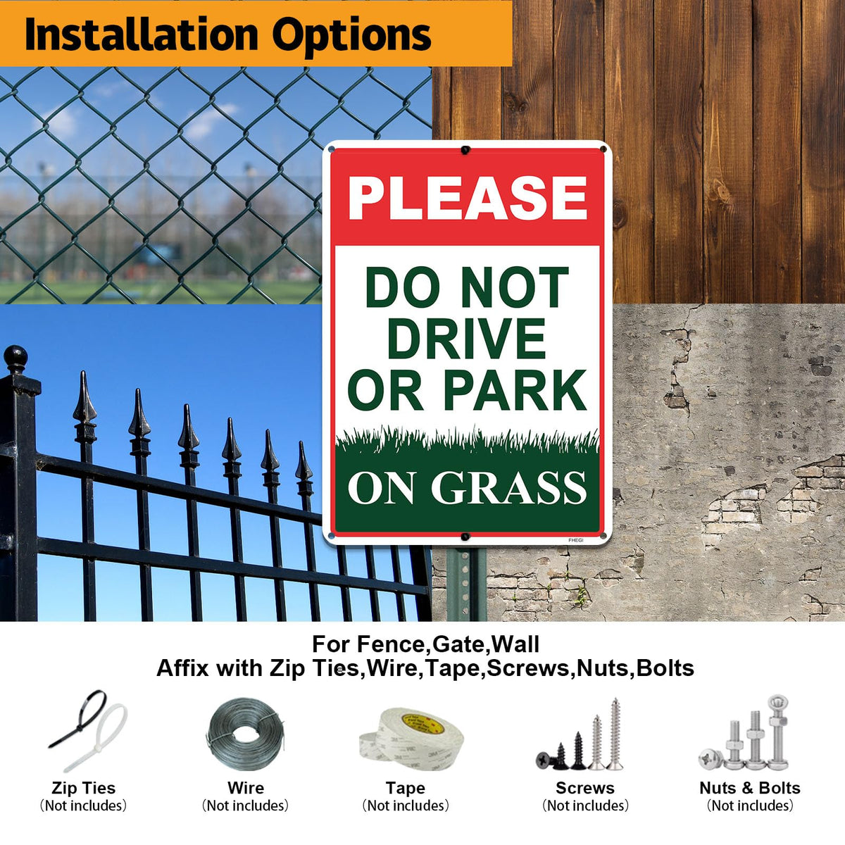 FHEGI Pre-drilled holes enable quick mounting on fences, posts, or walls.