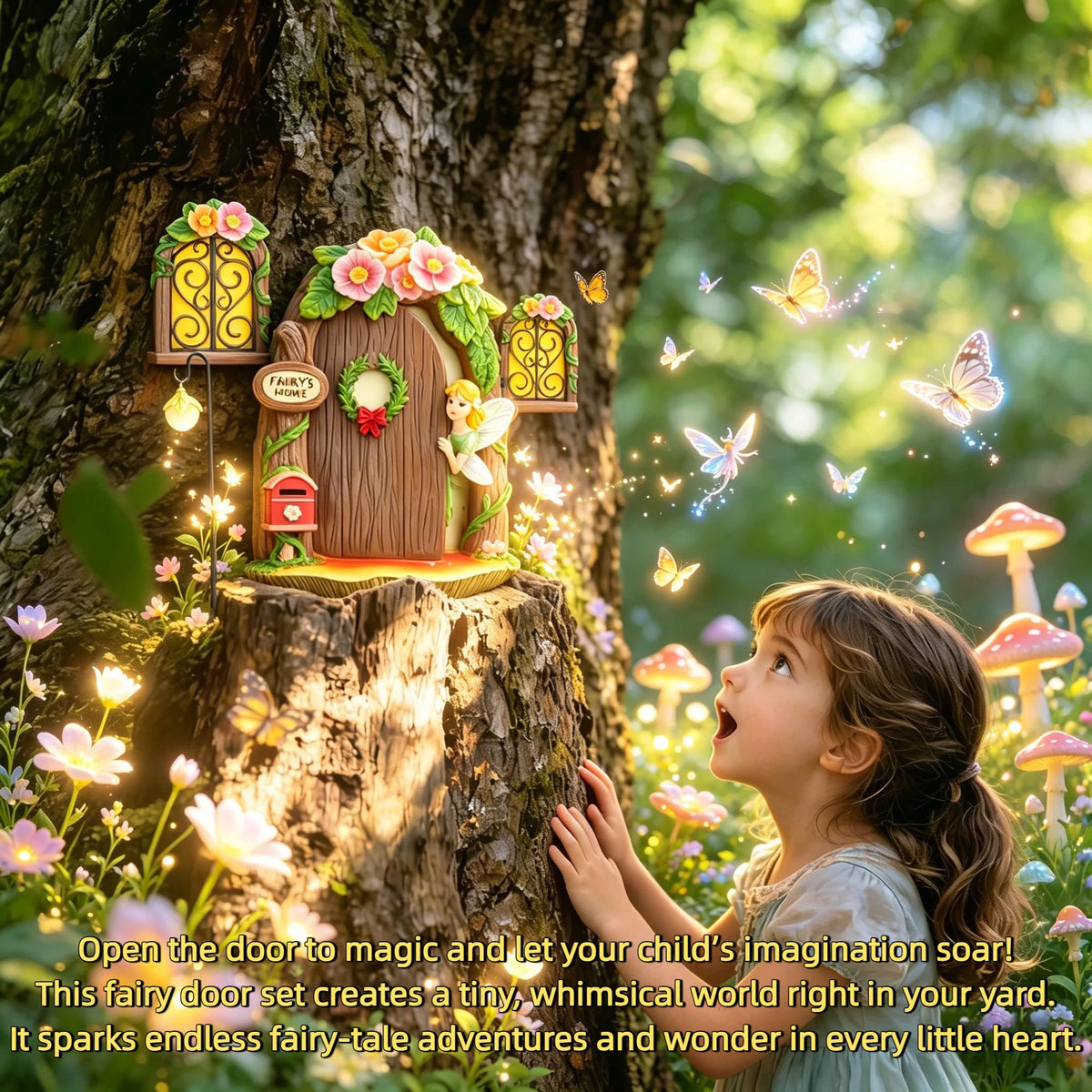 FHNQRQN Fairy Door mounts on fence or wall for versatile decor.