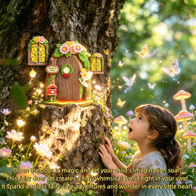 FHNQRQN Fairy Door mounts on fence or wall for versatile decor.