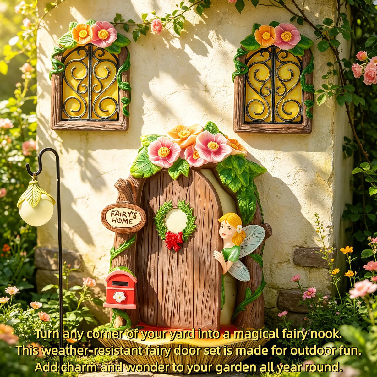 FHNQRQN Fairy Door glow-in-the-dark accents brighten evenings in the garden.