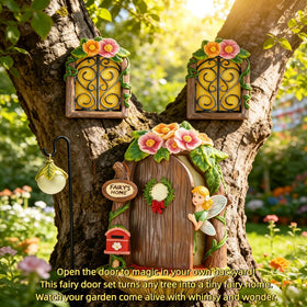FHNQRQN Fairy Door handcrafted-art showcases intricate details and texture.