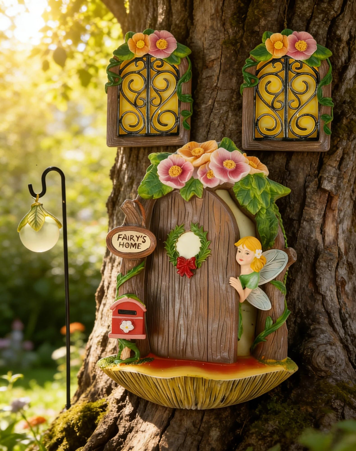 FHNQRQN Fairy Door on a tree, handcrafted garden decor for imaginative play.