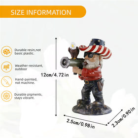 FHNQRQN military gnome on desk enhances workspace with patriotism.