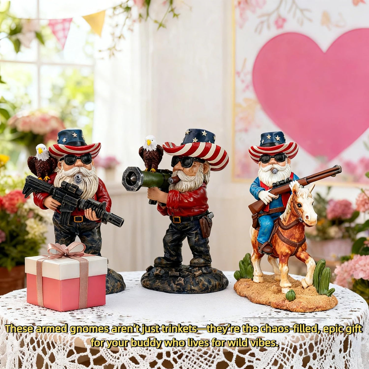 FHNQRQN unique patriotic gift gnome for patriots and collectors.