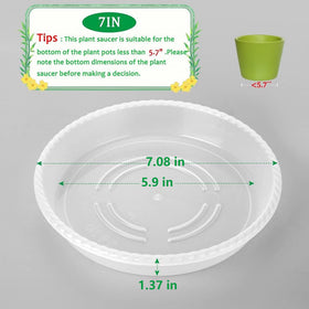 FHWTY 7-inch clear plant saucer side view highlighting thickness and durability