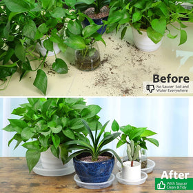 FHWTY pack of eight stackable plant saucers for easy storage