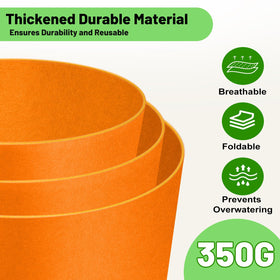 Fhyisble heavy-duty 350G nonwoven fabric grow bag resisting tearing for long-lasting reuse.
