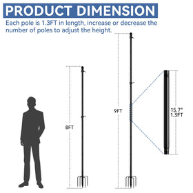 FIASON 5-prongs base flag pole highlights enhanced stability against windy conditions.