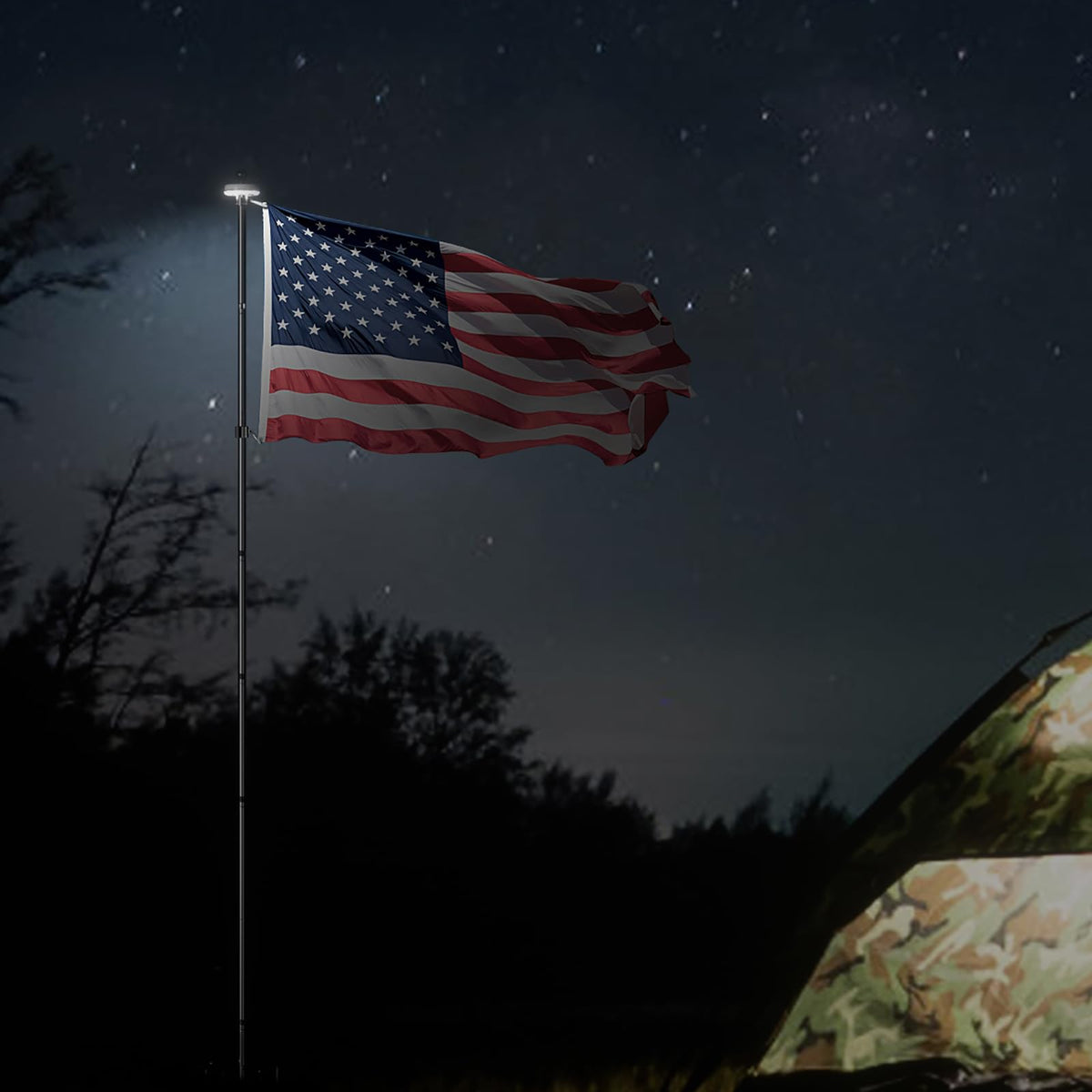 FIASON solar flag pole light fits 1-inch poles for versatile placement.