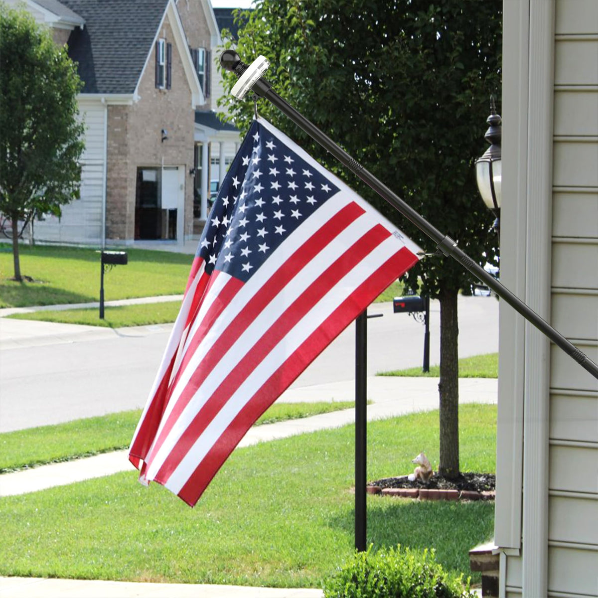 FIASON solar flag pole light ideal for 5-10 ft flagpoles and nighttime display.