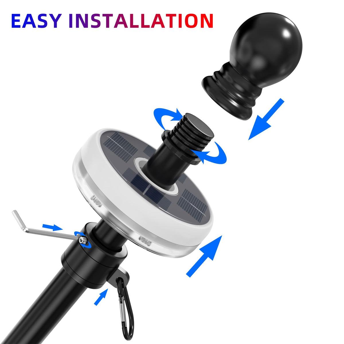 FIASON solar flag pole light outdoor decor for backyard flags and celebrations.