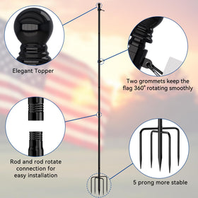 FIASON stainless steel flag pole close-up highlights corrosion-resistant metal.