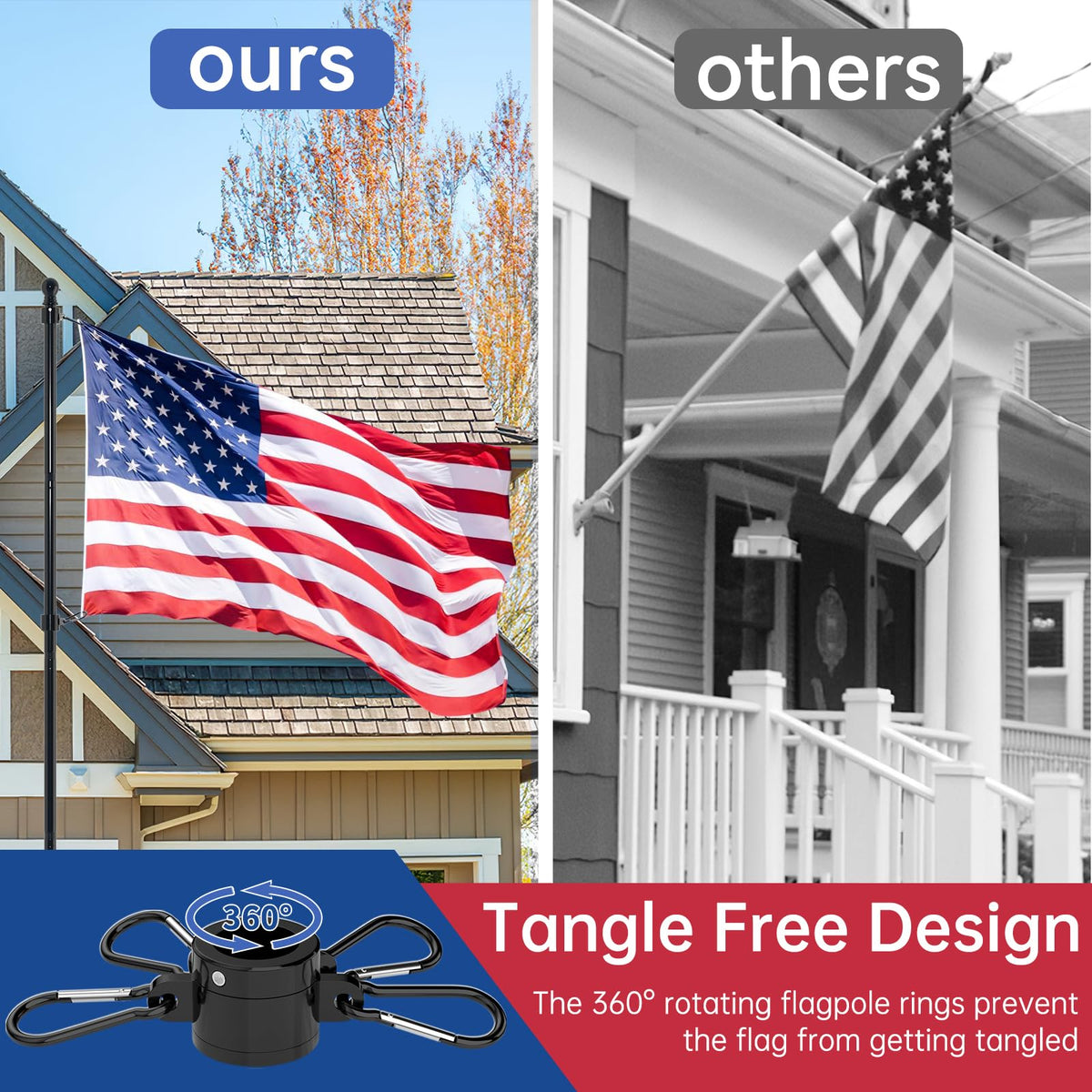 FIASON weather-resistant flag pole stands up to outdoor conditions with durability.