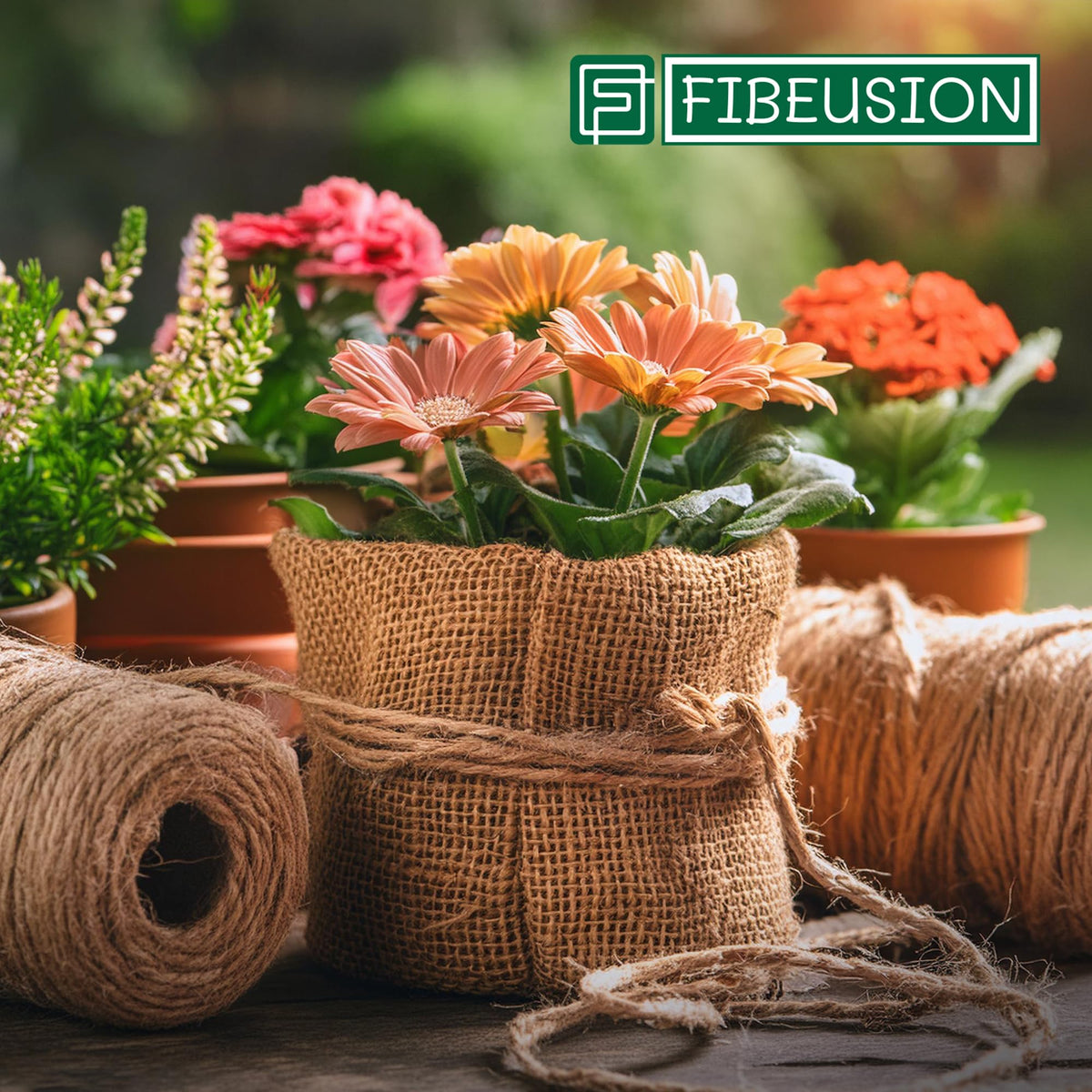 FIBEUSION Burlap Edges Finished detail highlights neat rustic finish.