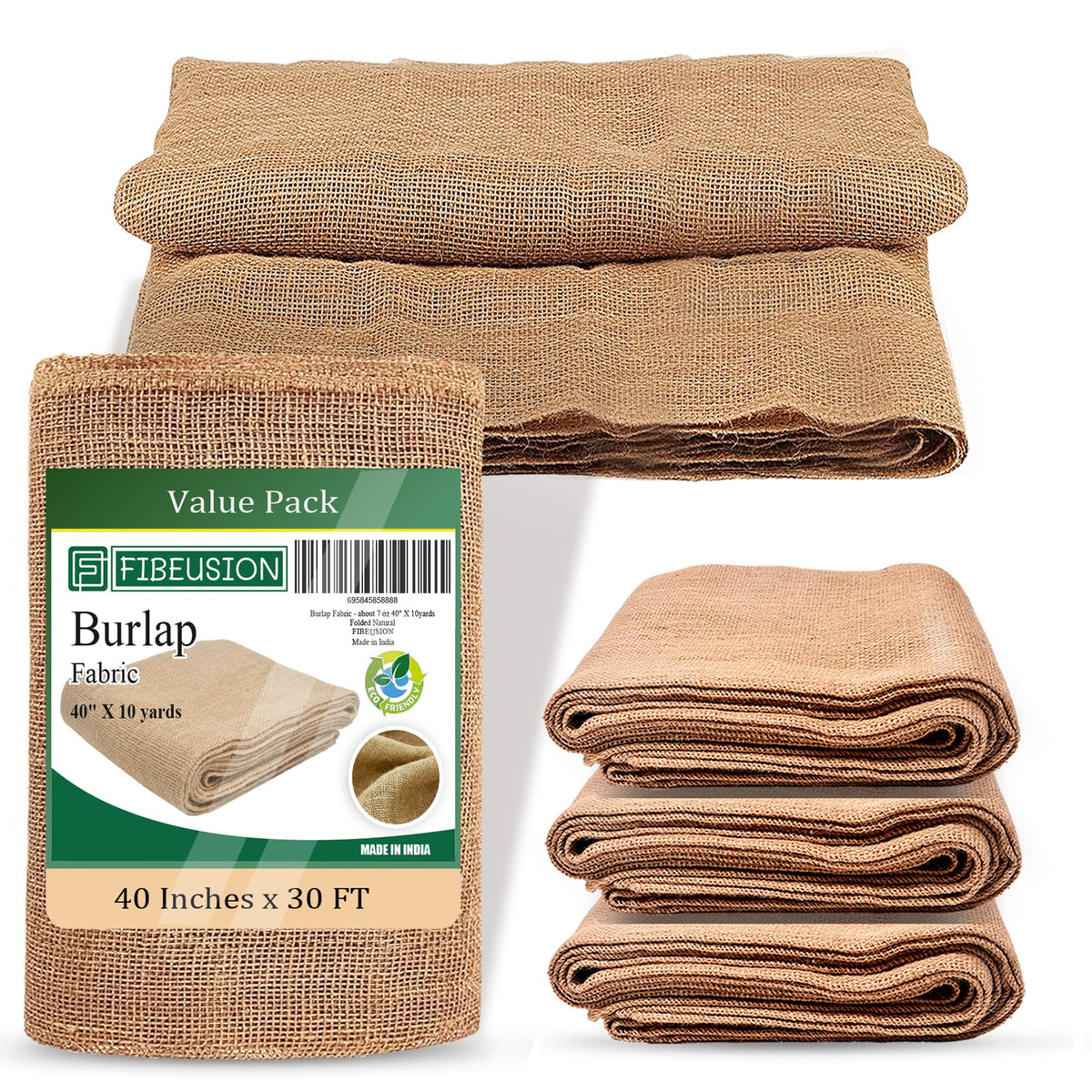 FIBEUSION Burlap Garden Roll closeup shows natural fibers ideal for weed barriers.