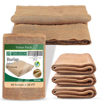 FIBEUSION Burlap Garden Roll closeup shows natural fibers ideal for weed barriers.