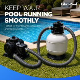 FibroPool versatile hose kit supports various above-ground pool setups.