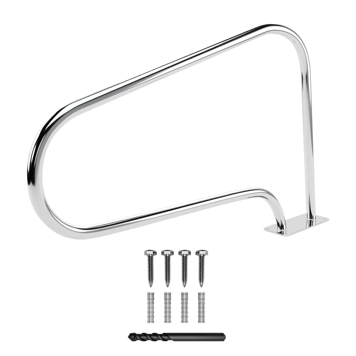 FibroPool hand rail with easy mount base plate for quick, secure installation.