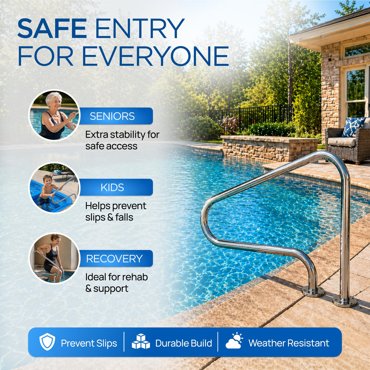 FibroPool handrail suitable for pools and spas with easy installation.