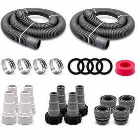 FibroPool universal hose kit box showing complete components for quick pool upgrades.