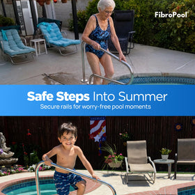 FibroPool weatherproof handrail stands up to outdoor poolside use.