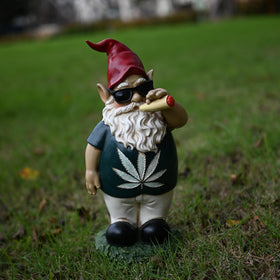 FICITI Smoking Gnome detailed-paintwork reveals artisan craftsmanship for indoor or outdoor display.