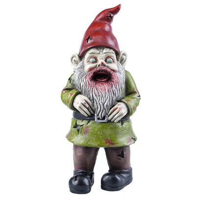 FICITI Zombie Walking Dead gnome garden statue; weatherproof outdoor decor for spooky entryways.