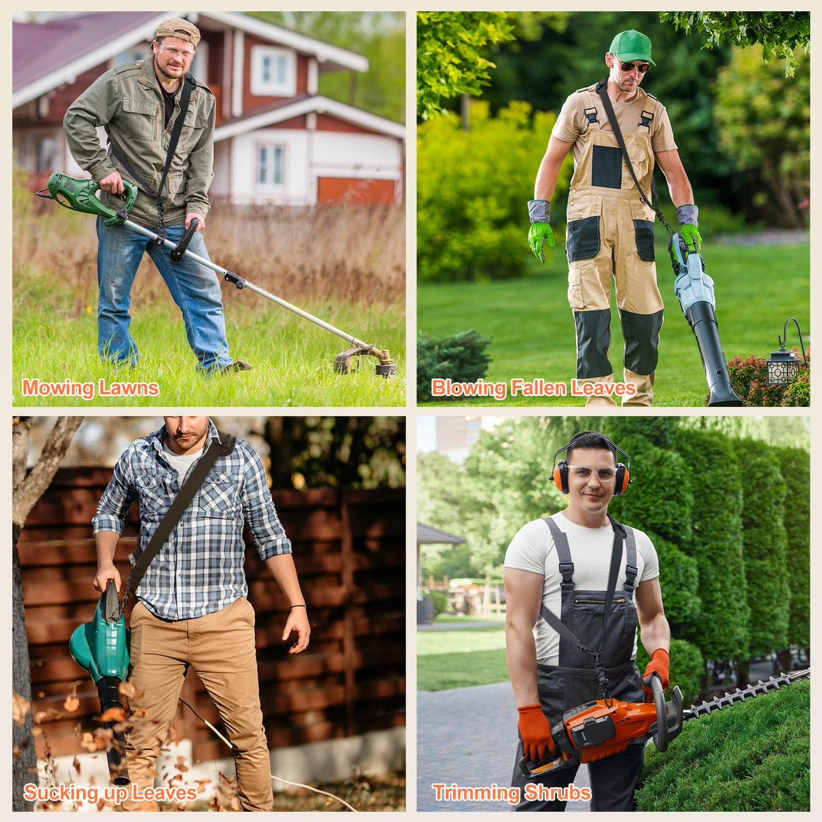 FIEIL weed trimmer strap distributes weight to reduce arm fatigue