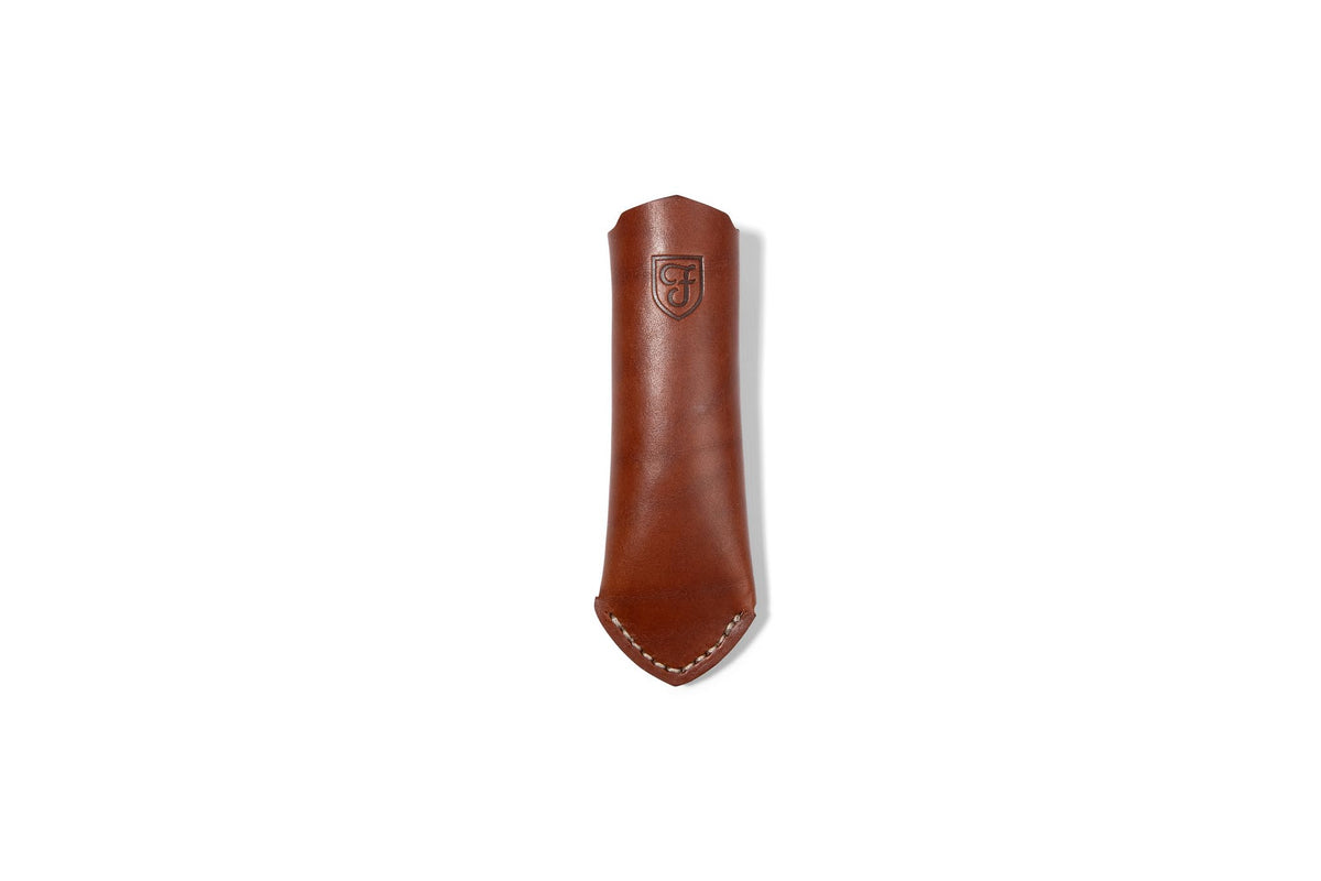 Field Company USA-made leather handle cover showing developing patina over time.