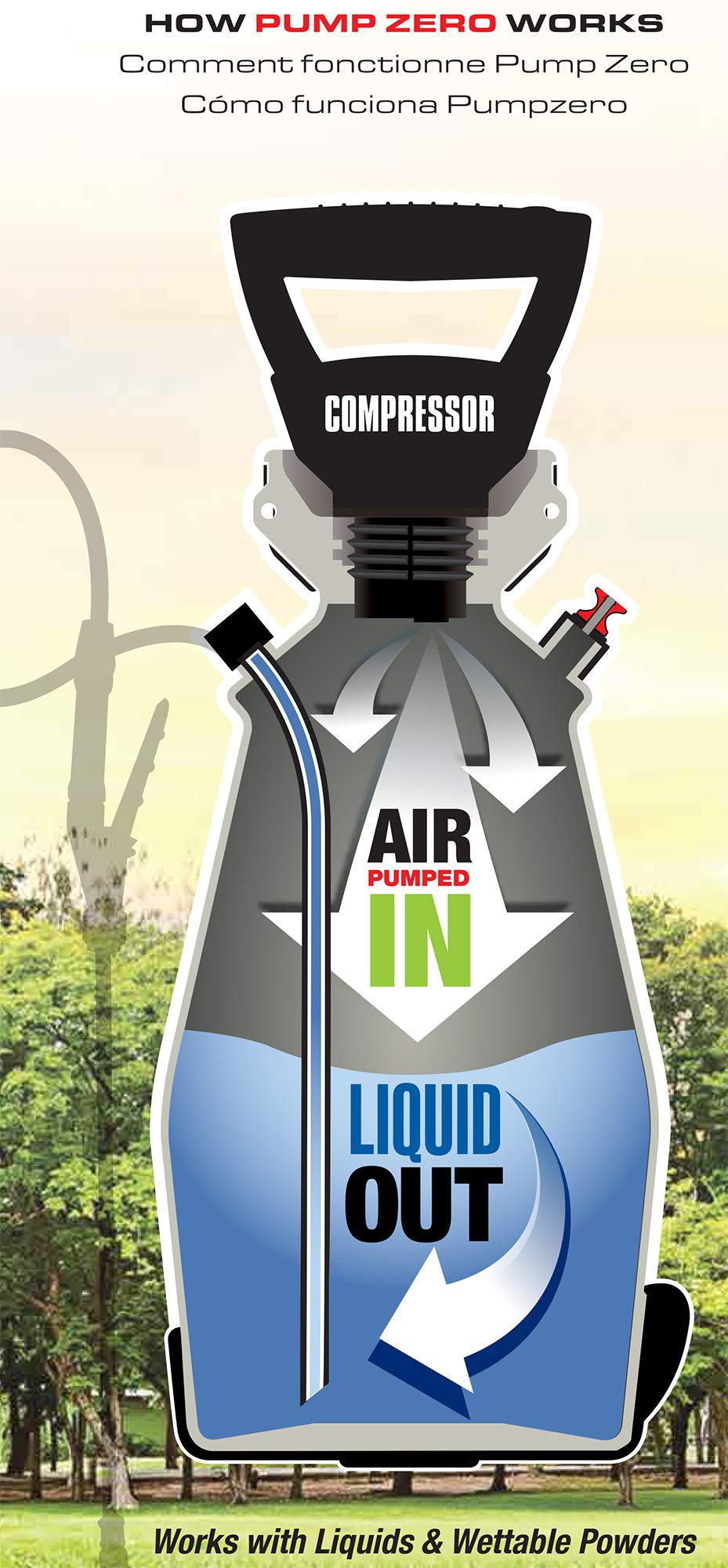 Field King 190571 teardrop-tank design enhances stability during spraying.