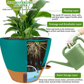 Fielda durable plastic 10 inch plant pot in turquoise for indoor or outdoor use.