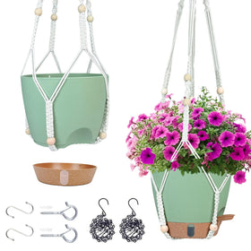 Fielda hanging planter with base water window for easy moisture monitoring.