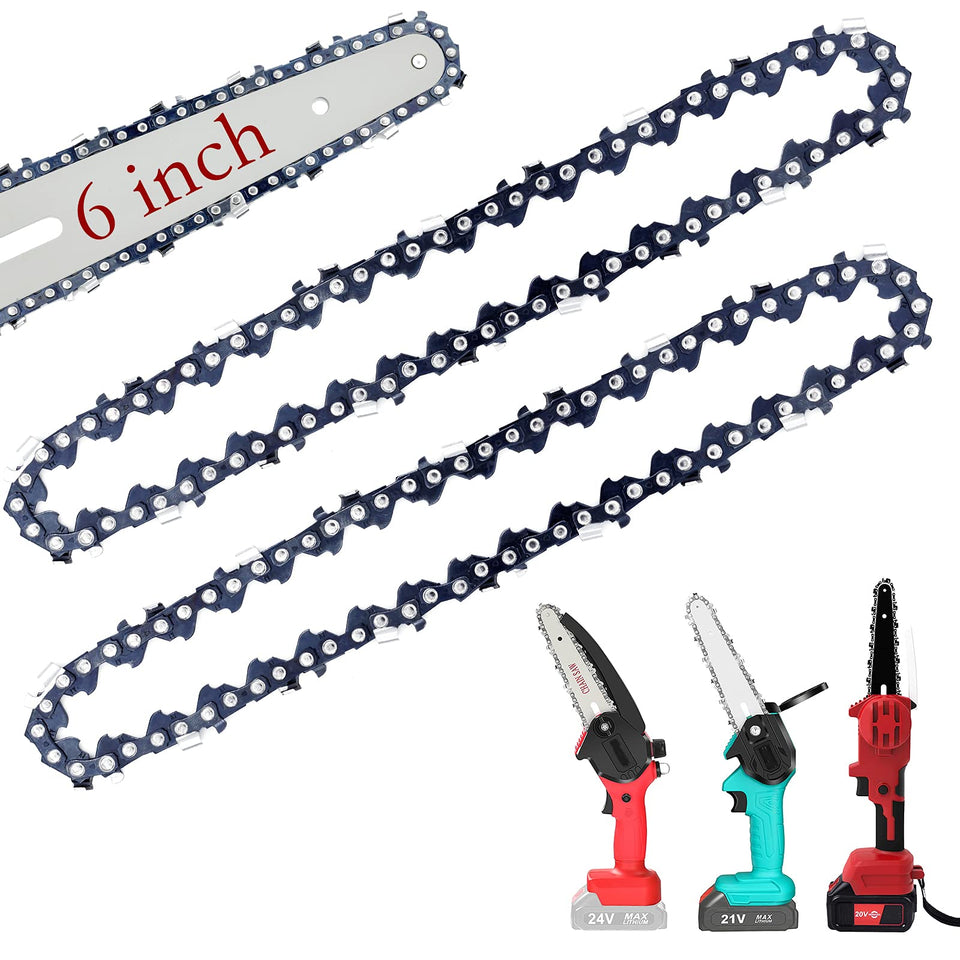 FIFCHALL 6inch mini chainsaw chain packaging showing quick replacement