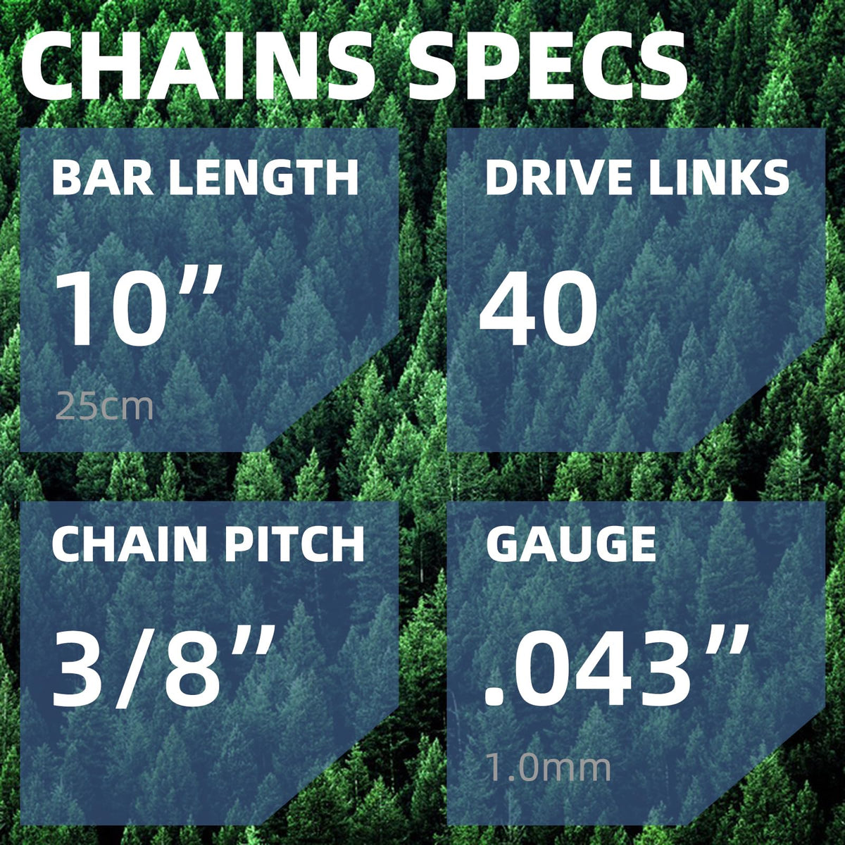 Fifchall two-pack chainsaw chains laid out for easy installation and replacement.